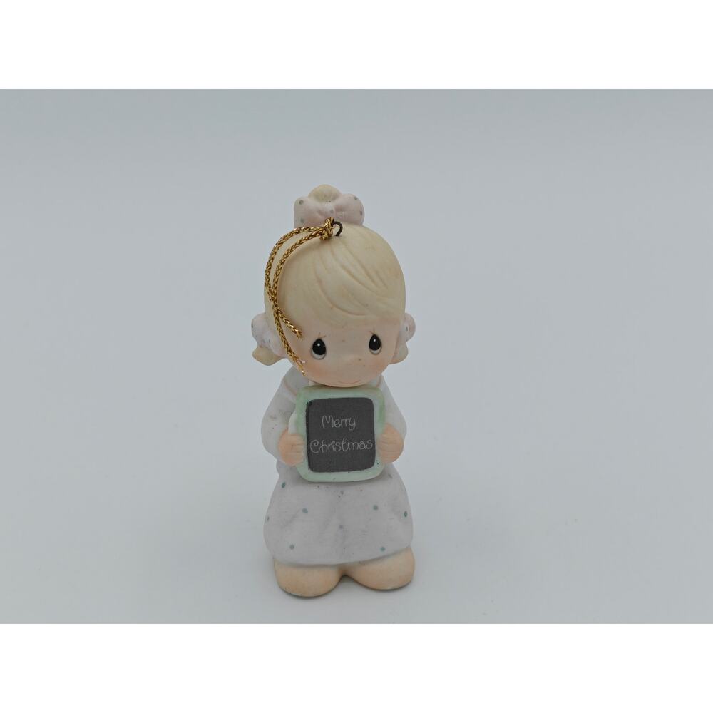 Precious Moments E 0536 Love‎ Is Patient Girl With Sign Ornament No Box1983